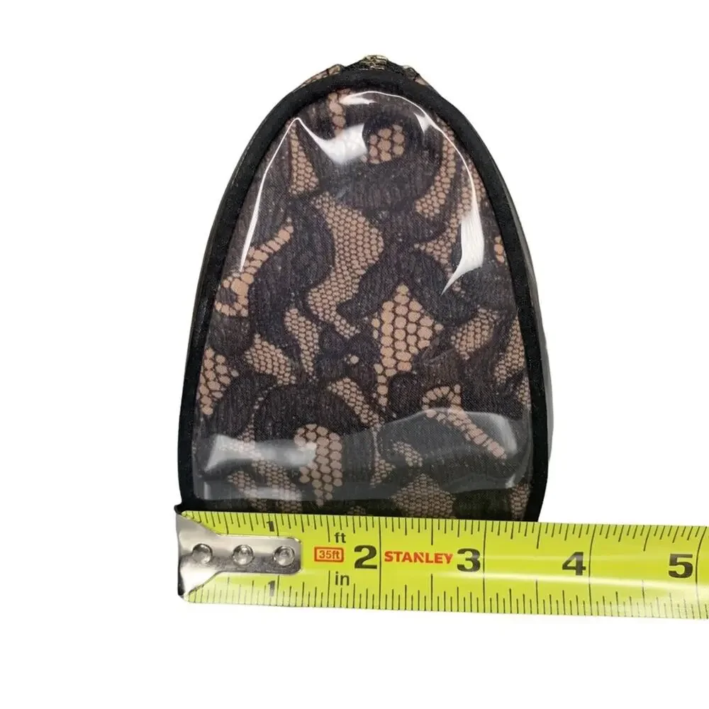 Victoria’s Secret Glossy Makeup Lace Bag Black and Nude